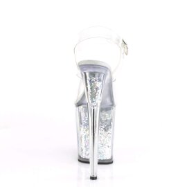 Pleaser Sandales FLAMINGO-808GF Transparent Argent Multi Paillettes EU-35/US-5