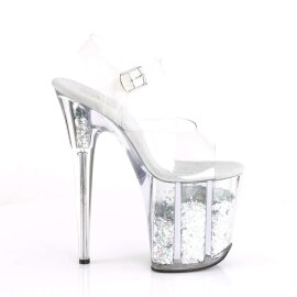 Pleaser Sandales FLAMINGO-808GF Transparent Argent Multi Paillettes EU-37/US-7
