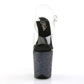 Pleaser Sandales FLAMINGO-808LG Transparent Noir Strass EU-37/US-7