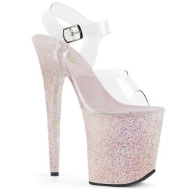 Pleaser Sandales FLAMINGO-808LG Transparent Argent Multi Paillettes EU-37/US-7
