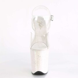 Pleaser Sandales FLAMINGO-808LG Transparent Argent Multi Paillettes EU-37/US-7