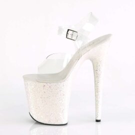 Pleaser Sandales FLAMINGO-808LG Transparent Argent Multi Paillettes EU-37/US-7