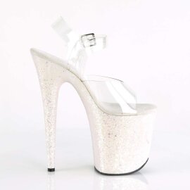 Pleaser Sandales FLAMINGO-808LG Transparent Argent Multi Paillettes EU-37/US-7
