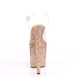 Pleaser Sandales FLAMINGO-808LG Transparent Or Rose Multi Paillettes EU-40/US-10