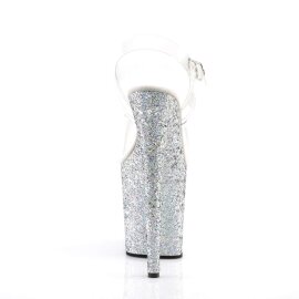 Pleaser Sandales FLAMINGO-808LG Transparent Argent Multi Paillettes EU-35/US-5