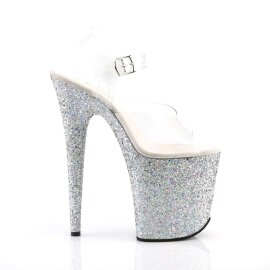 Pleaser Sandales FLAMINGO-808LG Transparent Argent Multi Paillettes EU-35/US-5