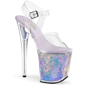 Pleaser Sandales FLAMINGO-808MC Transparent Lavande Chrome EU-35/US-5