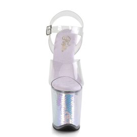 Pleaser Sandales FLAMINGO-808MC Transparent Lavande Chrome EU-35/US-5