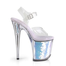 Pleaser Sandales FLAMINGO-808MC Transparent Lavande Chrome EU-35/US-5
