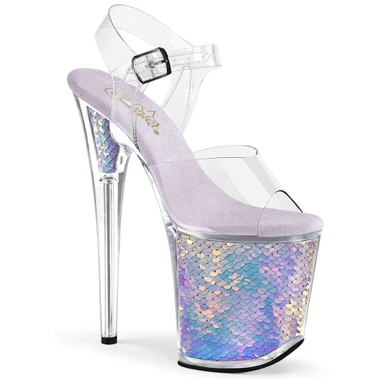 Pleaser Sandales FLAMINGO-808MC Transparent Lavande Chrome EU-37/US-7