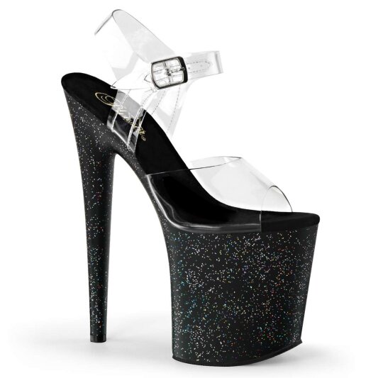 Pleaser Sandales FLAMINGO-808MG Transparent Noir EU-35/US-5