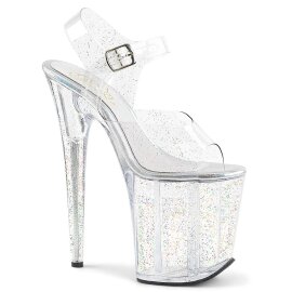 Pleaser Sandales FLAMINGO-808MMG Transparent Argent EU-39...
