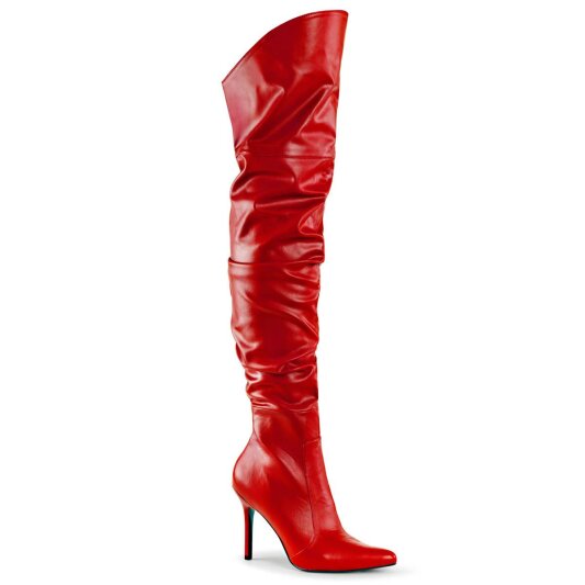 Pleaser CLASSIQUE-3011 Bottes cuissardes Cuir synthétique Rouge EU-39/US-9