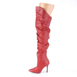 Pleaser CLASSIQUE-3011 Bottes cuissardes Cuir synthétique Rouge EU-39/US-9