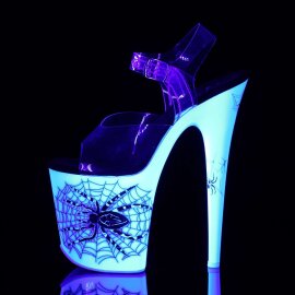 Pleaser Sandales FLAMINGO-808SW Transparent Néon Blanc EU-38/US-8