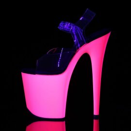 Pleaser Sandales FLAMINGO-808UV Transparent Néon-Rose EU-41/US-11