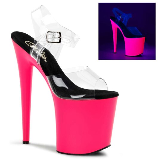 Pleaser Sandales FLAMINGO-808UV Transparent Néon-Rose EU-36/US-6