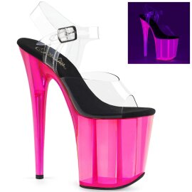 Pleaser Sandales FLAMINGO-808UVT Transparent Néon-Rose EU-35/US-5