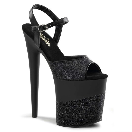 Pleaser Sandales FLAMINGO-809-2G Noir Paillettes EU-37/US-7