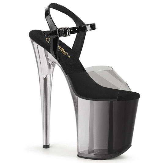 Pleaser FLAMINGO-808T-1 Sandales à plateforme Transparent Noir fumé EU-37 / US-7