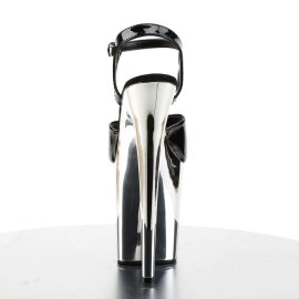 Pleaser Sandales FLAMINGO-809 Noir Argent Chrome EU-35/US-5