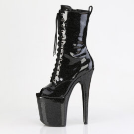 Pleaser FLAMINGO-1041GP Bottines à plateforme Revêtement laqué Paillettes Noir EU-40 / US-10