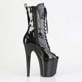 Pleaser FLAMINGO-1041GP Bottines à plateforme Revêtement laqué Paillettes Noir EU-40 / US-10