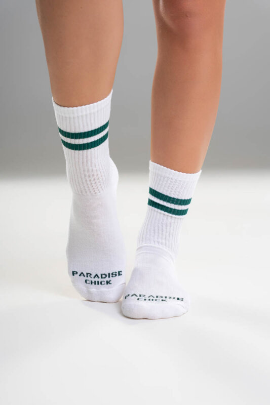 Paradise Chick Supreme Poledance Chaussettes Blanc Bleu pétrole