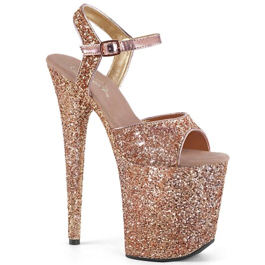 Pleaser Sandales FLAMINGO-810LG Or Rose Paillettes EU-38/US-8