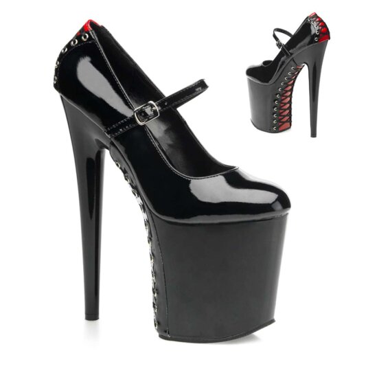 Pleaser Sandales FLAMINGO-887FH Noir Rouge EU-35/US-5