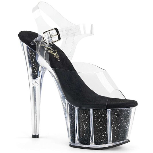 Pleaser Sandales ADORE-708G Transparent Noir Paillettes EU-39/US-9