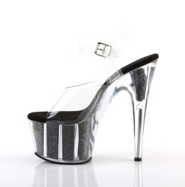 Pleaser Sandales ADORE-708G Transparent Noir Paillettes EU-39/US-9