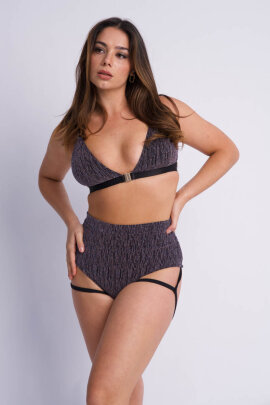 Lunalae Short Lure You High Waist Garter Bleu Or Rose Lurex XS