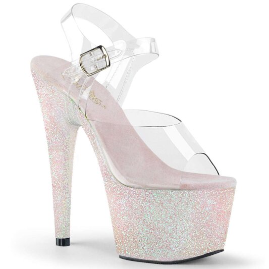 Pleaser Sandales ADORE-708HMG Transparent Argent Multi Paillettes Occasion