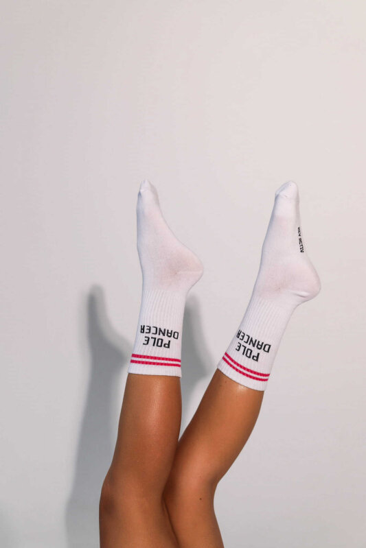 REV ACTIV Chaussettes Pole Dancer Blanc Rose