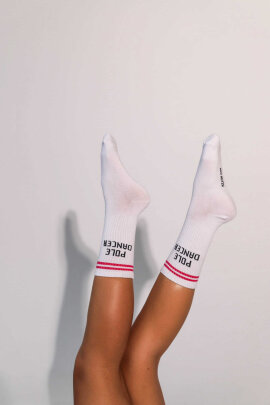 REV ACTIV Chaussettes Pole Dancer Blanc Rose
