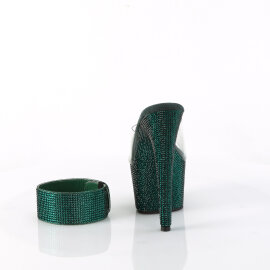 Pleaser BEJEWELED-712RS Mules à plateforme Transparent Strass Vert émeraude EU-38 / US-8