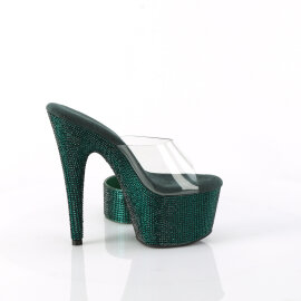 Pleaser BEJEWELED-712RS Mules à plateforme Transparent Strass Vert émeraude EU-38 / US-8
