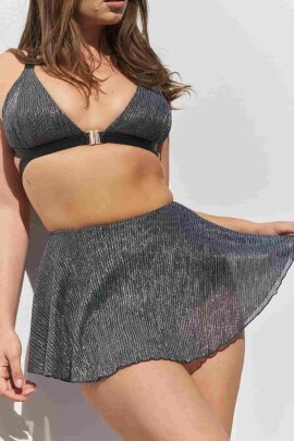 Lunalae Short Free Flow Argent–Noir Pleat Mesh XS
