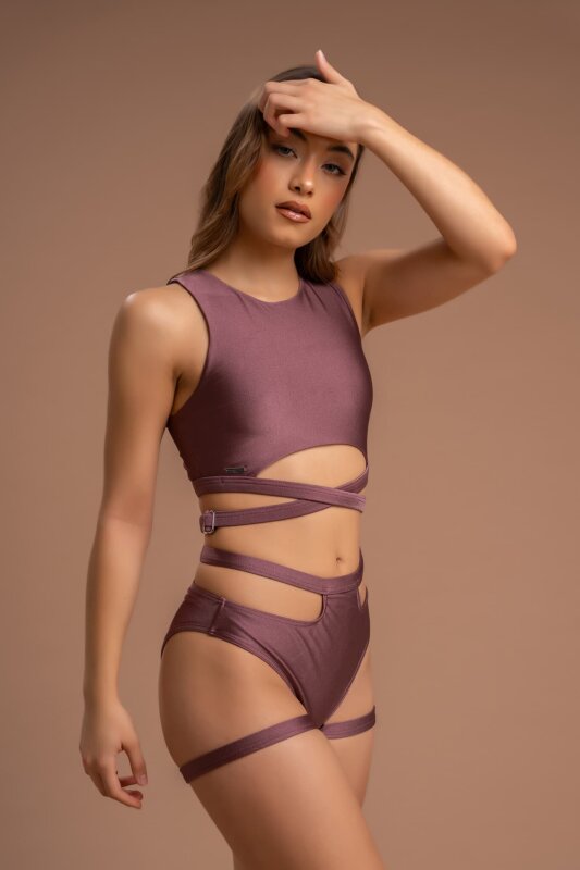 Paradise Chick Short Miami High Waist Garter Moka XS