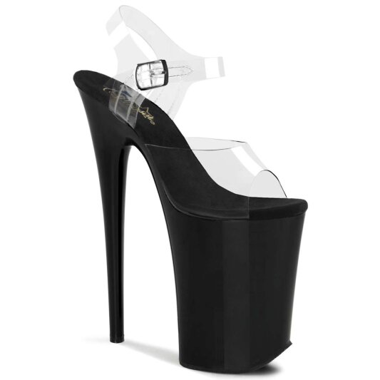 Pleaser Sandales INFINITY-908 Transparent Noir EU-37/US-7