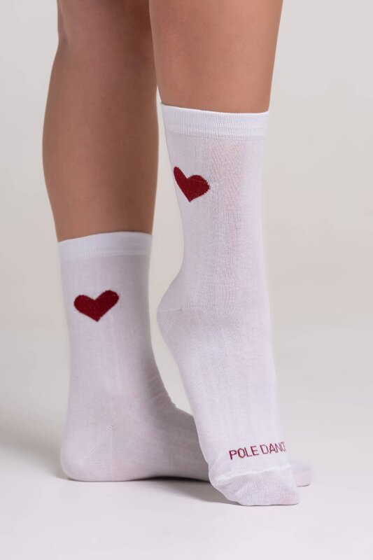 Paradise Chick Chaussettes Supreme Poledance avec Cœurs Blanc
