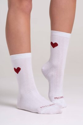 Paradise Chick Chaussettes Supreme Poledance avec Cœurs Blanc