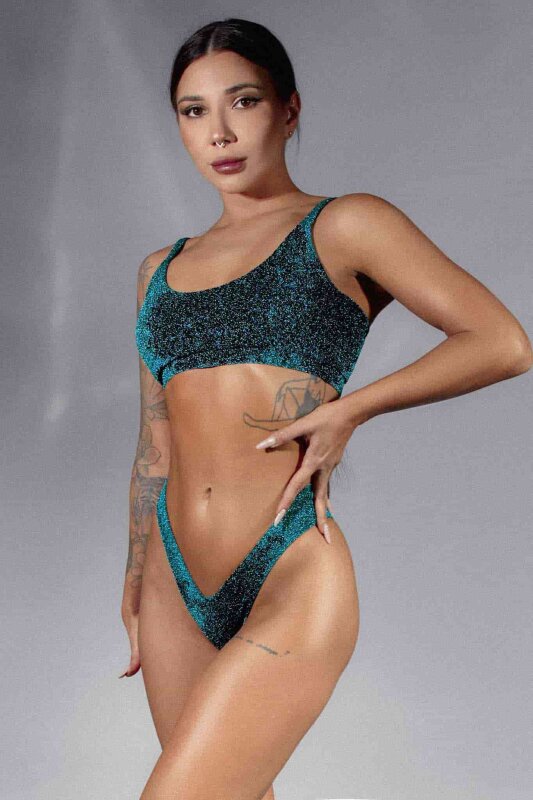 Polerina Haut Pixi Sarcelle Lurex
