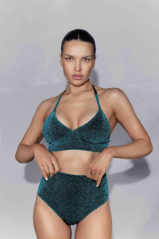 Polerina Haut Bikini Sarcelle Lurex XS
