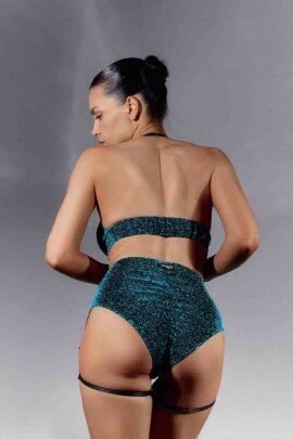 Polerina Short Bikini Sarcelle Lurex avec Garter Amovible L