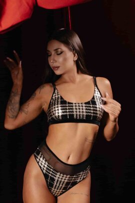 Polerina Short Nixa Noir Or Carreaux S