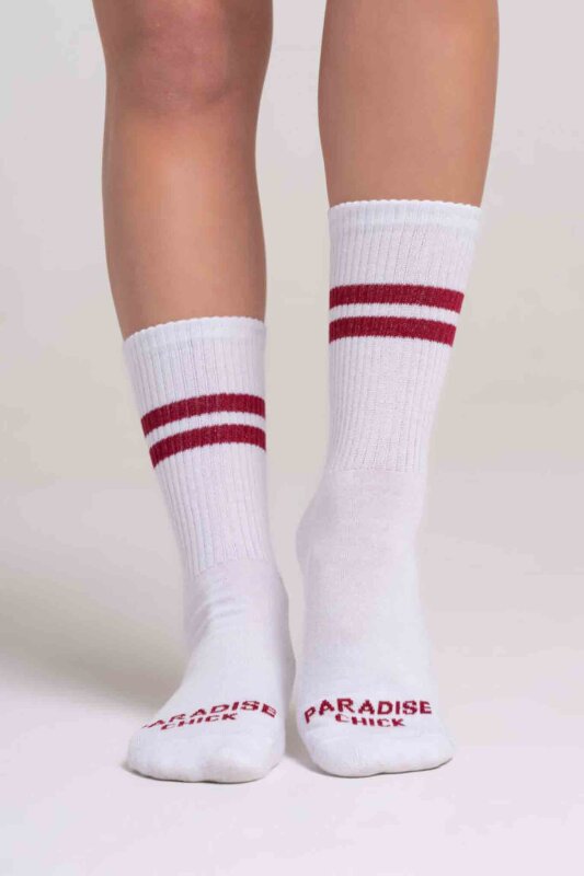 Paradise Chick Supreme Poledance Chaussettes Blanc Bordeaux