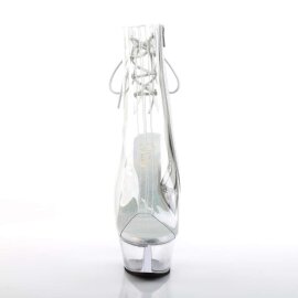 Pleaser Bottines KISS-1018C Transparent Argent EU-35/US-5