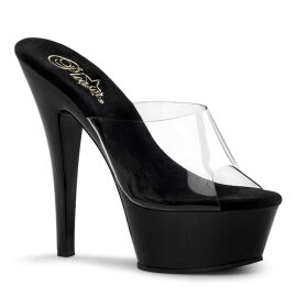 Pleaser Sandales KISS-201 Transparent Noir EU-40/US-10